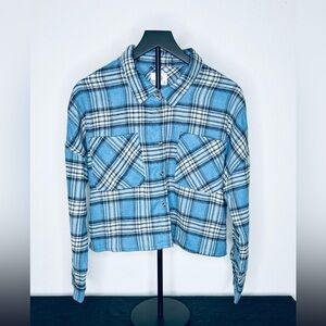 Mila & Tiff Blue Plaid Long Sleeve Button-Up Shirt Women's